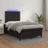 Vidaxl Cama Box Spring Con Colchón Led Cuero Sintético Negro 120x190cm