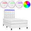 Vidaxl Cama Box Spring Colchón Y Led Cuero Sintético Blanco 120x190 Cm