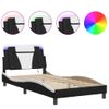 Vidaxl Estructura Cama Con Led Cuero Sintético Negro Blanco 100x200 Cm