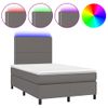 Vidaxl Cama Box Spring Con Colchón Led Cuero Sintético Gris 120x190 Cm