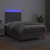 Vidaxl Cama Box Spring Con Colchón Led Cuero Sintético Gris 120x190 Cm