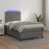 Vidaxl Cama Box Spring Con Colchón Led Cuero Sintético Gris 120x190 Cm