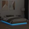 Vidaxl Estructura De Cama Con Luces Led Roble Sonoma 140x200 Cm Marrón