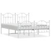 Vidaxl Estructura Cama Metal Con Cabecero Y Estribo Blanco 150x200 Cm