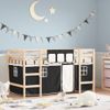 Vidaxl Cama Alta Niños Con Cortinas Madera Pino Blanco Negro 80x200 Cm