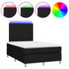 Vidaxl Cama Box Spring Con Colchón Y Luces Led Tela Negro 120x190 Cm