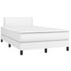 Vidaxl Cama Box Spring Colchón Y Led Cuero Sintético Blanco 120x190 Cm