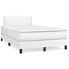 Vidaxl Cama Box Spring Colchón Y Led Cuero Sintético Blanco 120x190 Cm