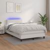 Vidaxl Cama Box Spring Colchón Y Led Cuero Sintético Blanco 120x190 Cm