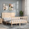 Vidaxl Estructura De Cama Con Cabecero Madera Maciza 140x190 Cm Marrón