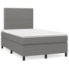 Vidaxl Cama Box Spring Con Colchón Y Led Tela Marrón Oscuro 120x190 Cm Gris