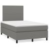 Vidaxl Cama Box Spring Con Colchón Y Led Tela Marrón Oscuro 120x190 Cm Gris