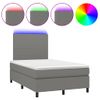 Vidaxl Cama Box Spring Con Colchón Y Led Tela Marrón Oscuro 120x190 Cm Gris