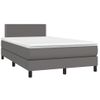 Vidaxl Cama Box Spring Con Colchón Led Cuero Sintético Gris 120x190 Cm