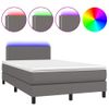 Vidaxl Cama Box Spring Con Colchón Led Cuero Sintético Gris 120x190 Cm