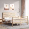 Vidaxl Estructura De Cama Con Cabecero Madera Maciza 140x200 Cm Marrón