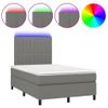 Vidaxl Cama Box Spring Con Colchón Y Led Tela Marrón Oscuro 120x190 Cm Gris