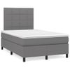 Vidaxl Cama Box Spring Con Colchón Y Led Tela Marrón Oscuro 120x190 Cm Gris