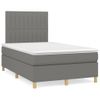 Vidaxl Cama Box Spring Con Colchón Y Led Tela Marrón Oscuro 120x190 Cm Gris