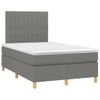 Vidaxl Cama Box Spring Con Colchón Y Led Tela Marrón Oscuro 120x190 Cm Gris