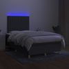 Vidaxl Cama Box Spring Con Colchón Y Led Tela Marrón Oscuro 120x190 Cm Gris