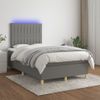 Vidaxl Cama Box Spring Con Colchón Y Led Tela Marrón Oscuro 120x190 Cm Gris