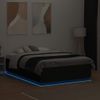 Vidaxl Estructura Cama Con Luces Led Madera Ingeniería Negro 140x190cm