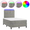 Vidaxl Cama Box Spring Colchón Y Led Terciopelo Gris Claro 120x190 Cm