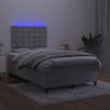 Vidaxl Cama Box Spring Colchón Y Led Terciopelo Gris Claro 120x190 Cm