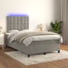 Vidaxl Cama Box Spring Colchón Y Led Terciopelo Gris Claro 120x190 Cm