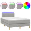 Vidaxl Cama Box Spring Con Colchón Y Led Tela Gris Claro 120x190 Cm