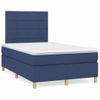 Vidaxl Cama Box Spring Con Colchón Y Luces Led Tela Azul 120x190 Cm