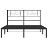 Vidaxl Estructura De Cama Con Cabecero Metal Negro 135x190 Cm