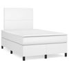 Vidaxl Cama Box Spring Colchón Y Led Cuero Sintético Blanco 120x190 Cm