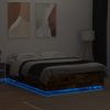 Vidaxl Estructura Cama Con Luces Led Madera Roble Ahumado 160x200 Cm Marrón