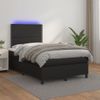 Vidaxl Cama Box Spring Con Colchón Led Cuero Sintético Negro 120x190cm