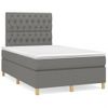 Vidaxl Cama Box Spring Con Colchón Y Led Tela Marrón Oscuro 120x190 Cm Gris