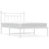 Vidaxl Estructura De Cama De Metal Con Cabecero Blanco 107x203 Cm