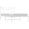 Vidaxl Estructura De Cama De Metal Con Cabecero Blanco 107x203 Cm