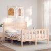 Vidaxl Estructura De Cama Con Cabecero Madera Maciza 140x190 Cm Marrón