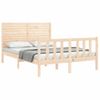 Vidaxl Estructura De Cama Con Cabecero Madera Maciza 140x190 Cm Marrón