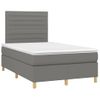 Vidaxl Cama Box Spring Con Colchón Y Led Tela Marrón Oscuro 120x190 Cm Gris