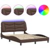 Vidaxl Estructura Cama Con Luces Led Cuero Sintético Marrón 140x190 Cm