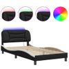 Vidaxl Estructura Cama Con Led Cuero Sintético Negro Blanco 100x200 Cm