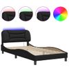 Vidaxl Estructura Cama Con Luces Led Cuero Sintético Negro 100x200 Cm