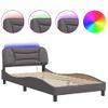 Vidaxl Estructura Cama Con Luces Led Cuero Sintético Gris 100x200 Cm