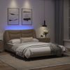 Vidaxl Estructura De Cama Con Led Cuero Sintético Capuchino 140x190 Cm Marrón