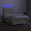 Vidaxl Cama Box Spring Con Colchón Y Luces Led Tela Crema 120x190 Cm