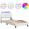 Vidaxl Estructura Cama Con Luces Led Cuero Sintético Blanco 80x200 Cm