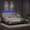 Vidaxl Estructura De Cama Con Luz Led Cuero Sintético Blanco 180x200cm